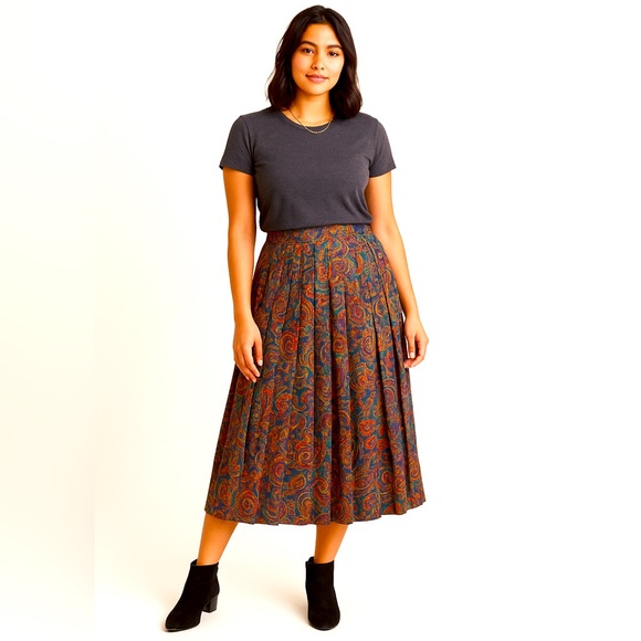 Herman Geist Dresses & Skirts - Herman Geist Women's Vintage Paisley Pleated Skirt Size 12